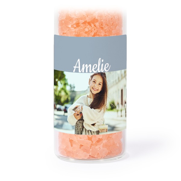 Tube avec sticker carré &amp; sel de bain rose (lot de 12)
