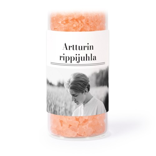 Lasiputki neliö tarroilla & vaaleanpunaisella kylpysuolalla - 12 kpl