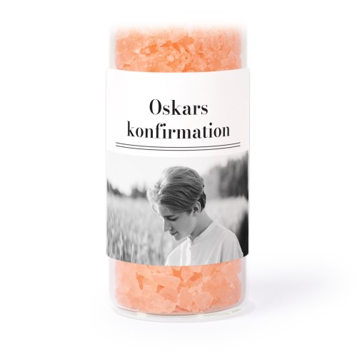 Glasrör med fyrkantiga klistermärken & rosa badsalt - 12 st