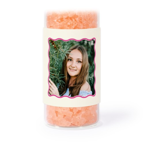 Glassrør med firkantede klistremerker & rosa badesalt - 12 stk