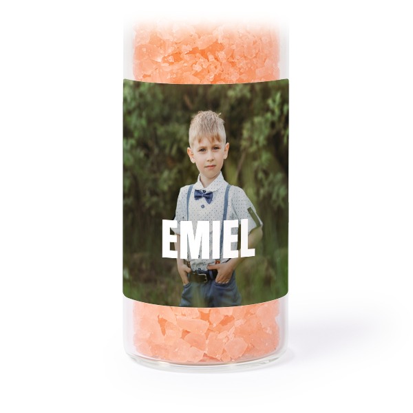 Glazen buisjes met vierkante stickers & roze badzout (set van 12)
