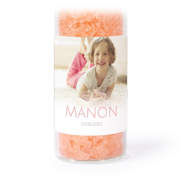 Glasrör med fyrkantiga klistermärken & rosa badsalt - 12 st