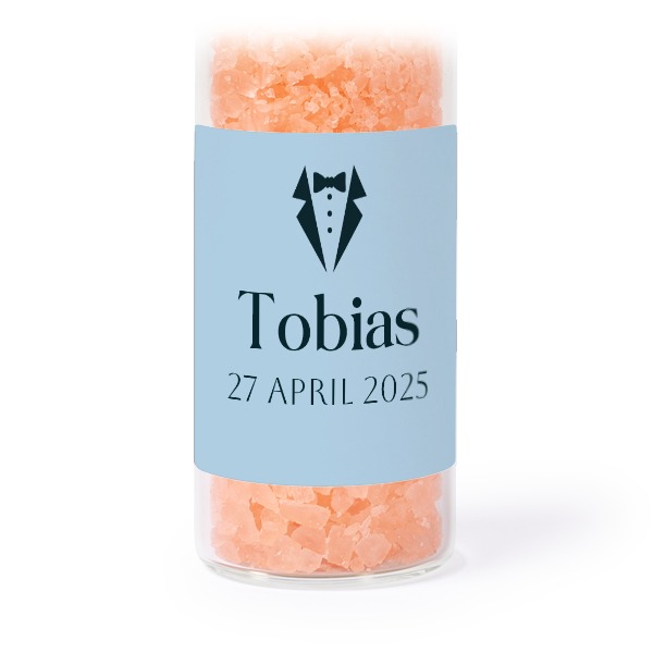 Glasrör med fyrkantiga klistermärken & rosa badsalt - 12 st