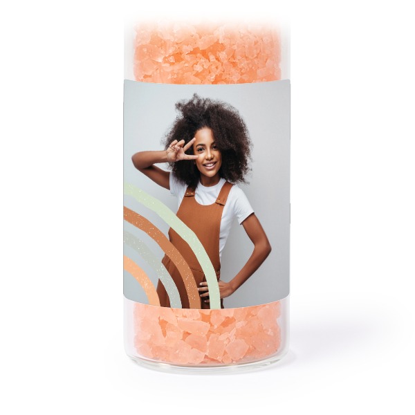 Tube avec sticker carré & sel de bain rose (lot de 12)