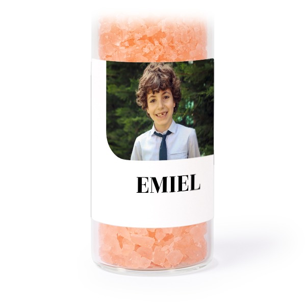 Glazen buisjes met vierkante stickers & roze badzout (set van 12)