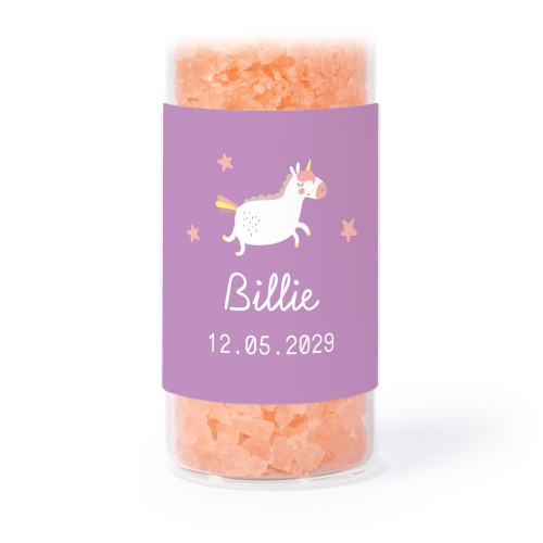 Glassrør med firkantede klistremerker & rosa badesalt - 12 stk