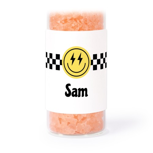 Glazen buisjes met vierkante stickers & roze badzout - set van 12