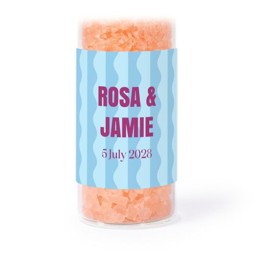 Glasrör med fyrkantiga klistermärken & rosa badsalt - 12 st