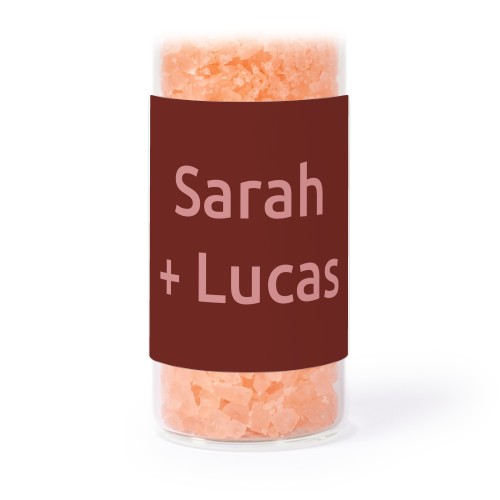Glass tubes with square stickers & pink bath salt - set of 12