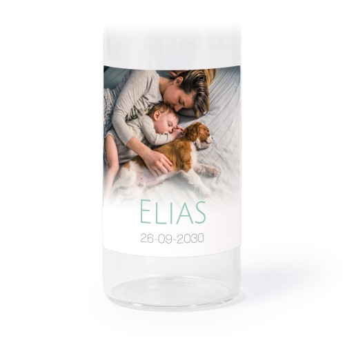 Glass tube with cork and square stickers - 12 pcs
