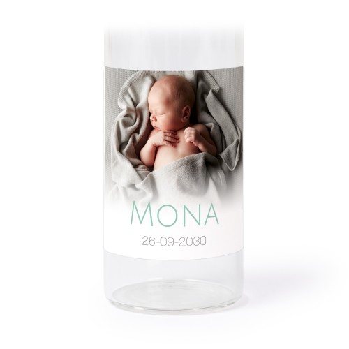 Glass tube with cork and square stickers - 12 pcs