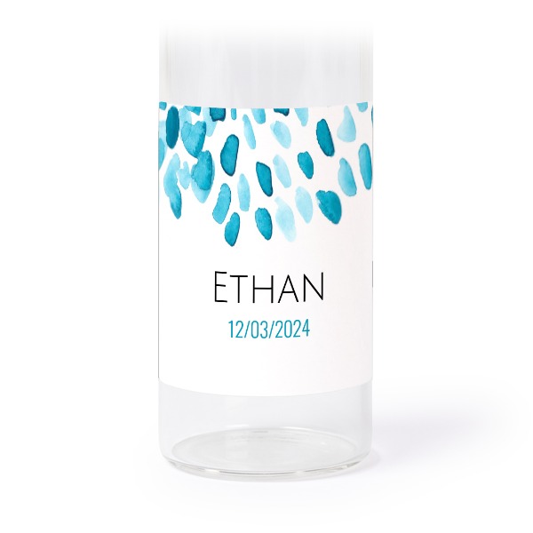 Glass tube with cork and square stickers - 12 pcs