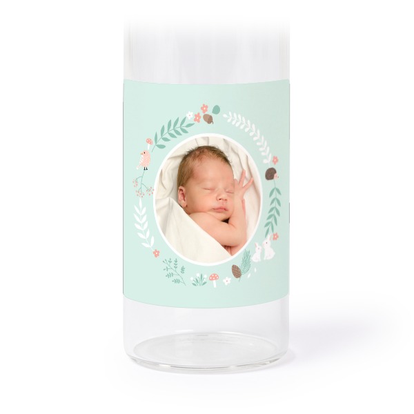 Glass tube with cork and square stickers - 12 pcs