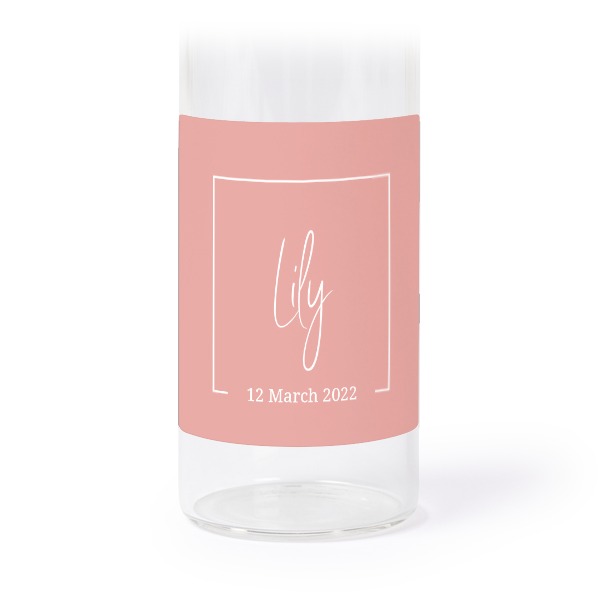 Glasrør med låg og firkantede klistermærker - 12 stk