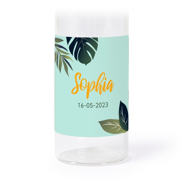 Glasrör med kork och fyrkantiga klistermärken - 12 st