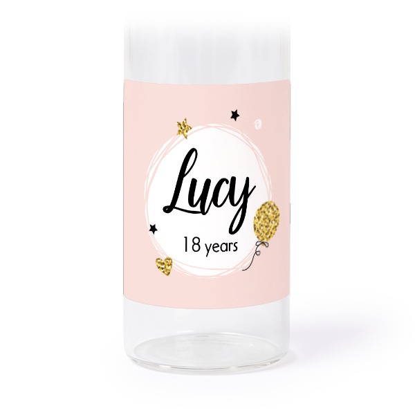 Glass tube with cork and square stickers - 12 pcs