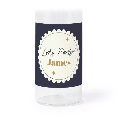 Glasrør med låg og firkantede klistermærker - 12 stk