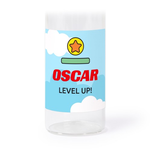 Glass tube with cork and square stickers - 12 pcs