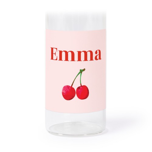 Glassrør med kork og firkantede klistremerker - 12 stk