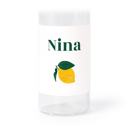 Glassrør med kork og firkantede klistremerker - 12 stk