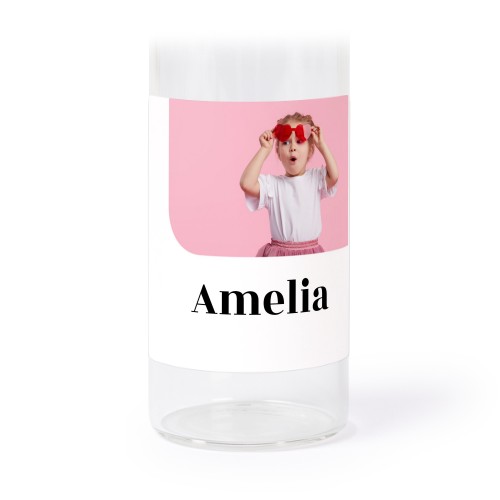 Glass tube with cork and square stickers - 12 pcs