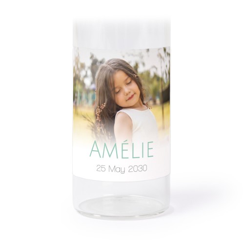 Glass tube with cork and square stickers - 12 pcs