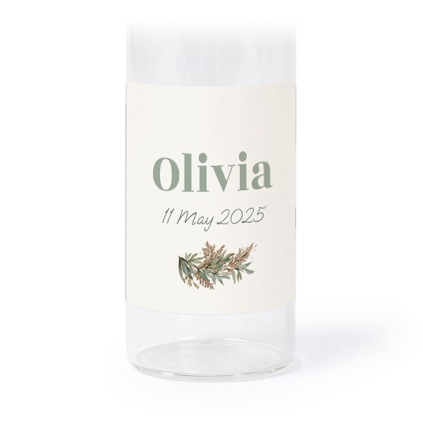 Glass tube with cork and square stickers - 12 pcs