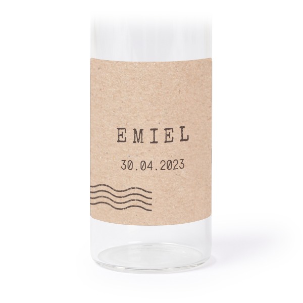 Glasrør med låg og firkantede klistermærker - 12 stk