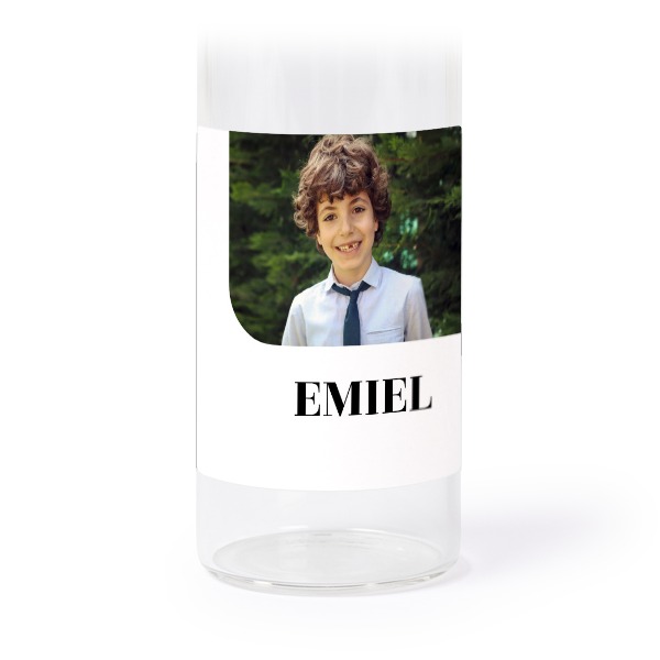 Glass tube with cork and square stickers - 12 pcs