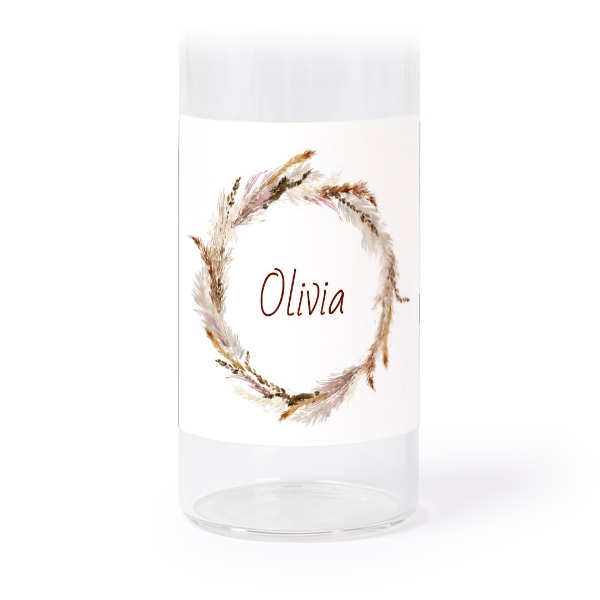 Glass tube with cork and square stickers - 12 pcs