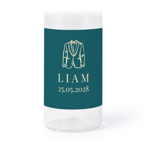 Glasrör med kork och fyrkantiga klistermärken - 12 st