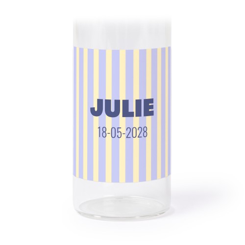 Glasrør med låg og firkantede klistermærker - 12 stk