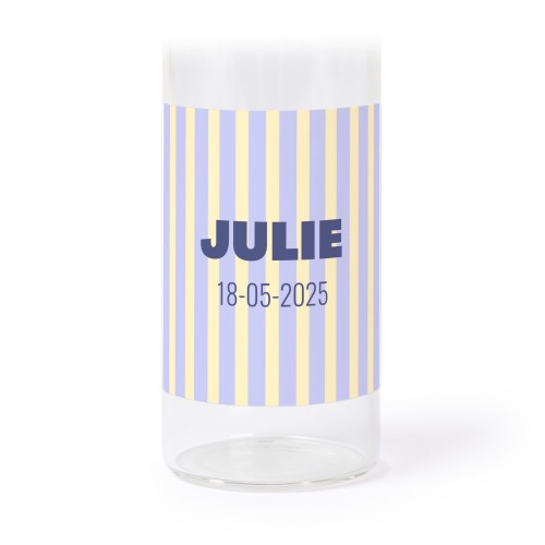 Glasrør med låg og firkantede klistermærker - 12 stk