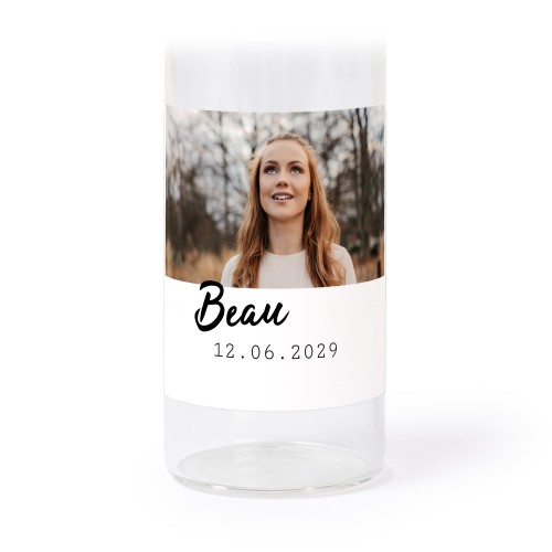 Glasrør med låg og firkantede klistermærker - 12 stk