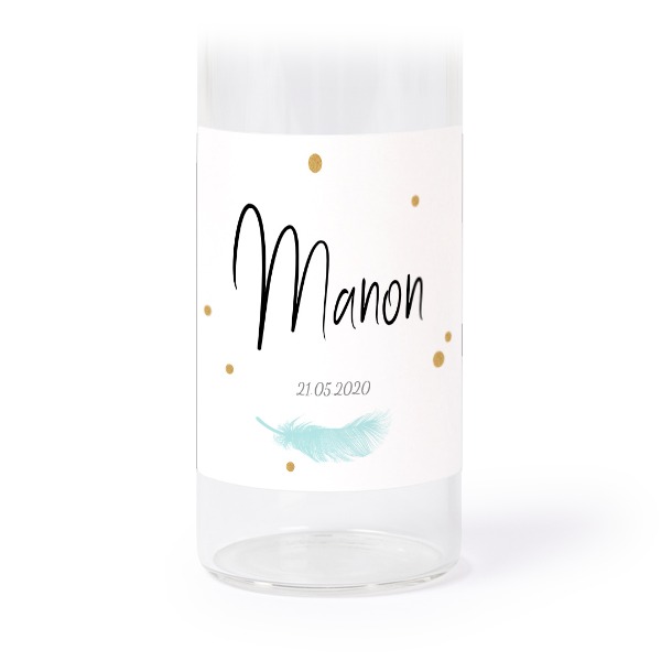 Glass tube with cork and square stickers - 12 pcs