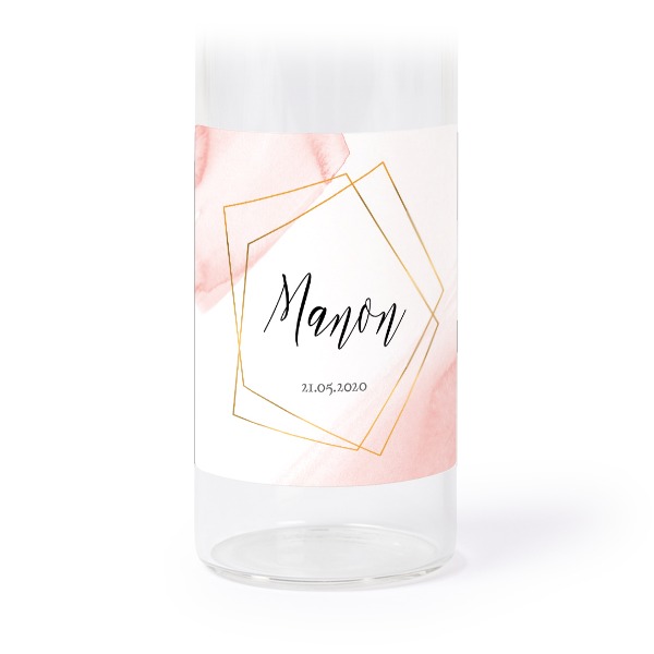 Glass tube with cork and square stickers - 12 pcs