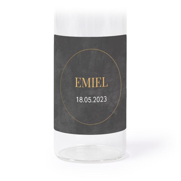 Glass tube with cork and square stickers - 12 pcs