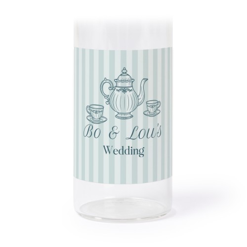 Glassrør med kork og firkantede klistremerker - 12 stk