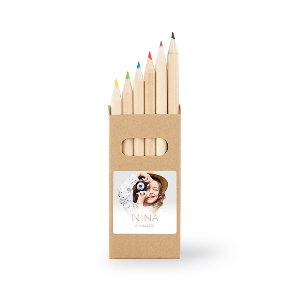 Farveblyanter (12 stk) klistermærke Kvadratisk 