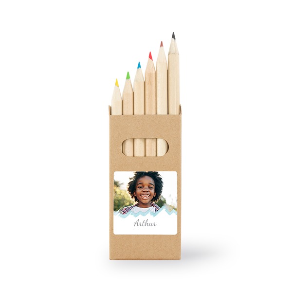 Kleurpotloden (Set van 12) Stickers vierkant