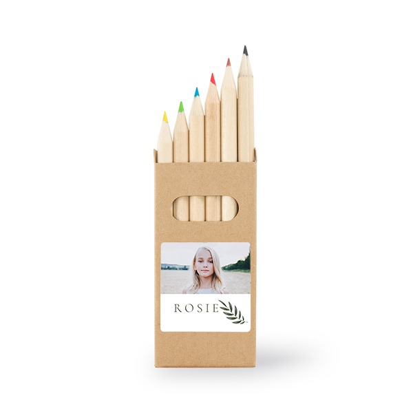 Farveblyanter - 24 stk klistermærke Kvadratisk 