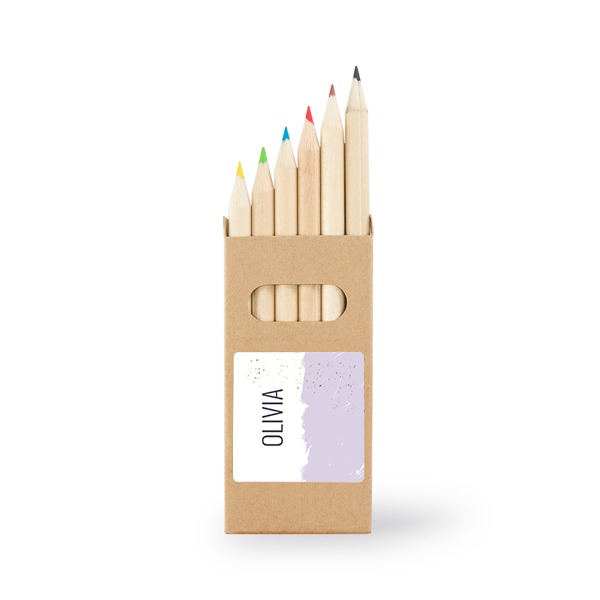 Farveblyanter - 24 stk klistermærke Kvadratisk 