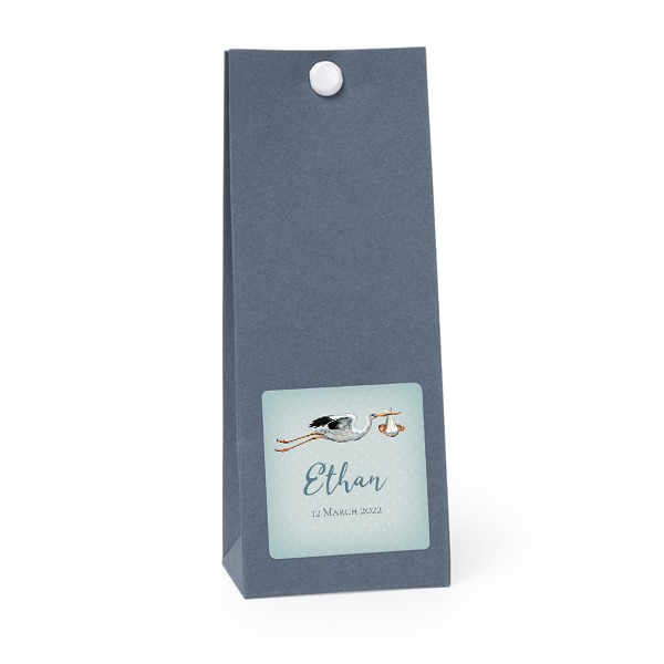 Presentpåse blå kvadratisk 4cm