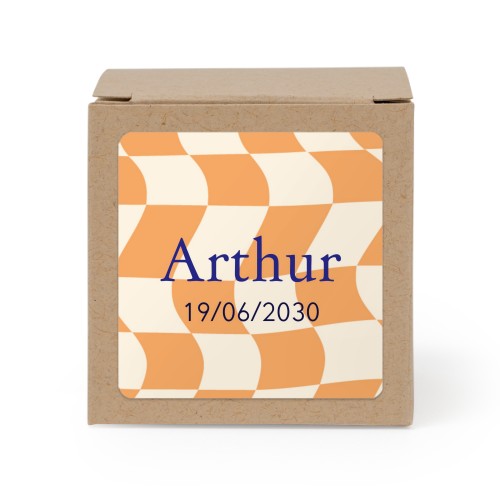 Boîte en papier naturel, sticker carré (lot de 24)