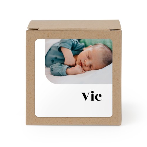 Boîte en papier naturel, sticker carré (lot de 24)