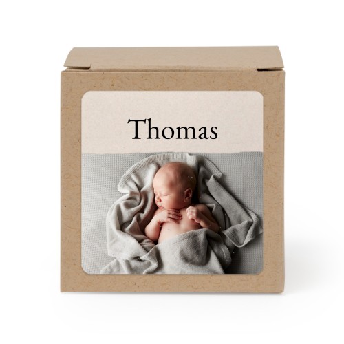 Cadeaudoos beige met vierkante sticker (Set van 24)