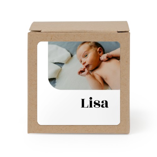 Boîte en papier naturel, sticker carré (lot de 24)