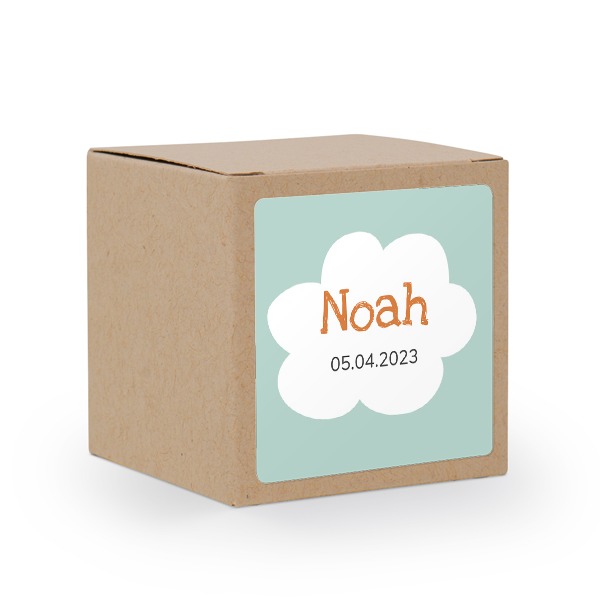 Presentask beige med kvadratiskt klistermärke - 24 st