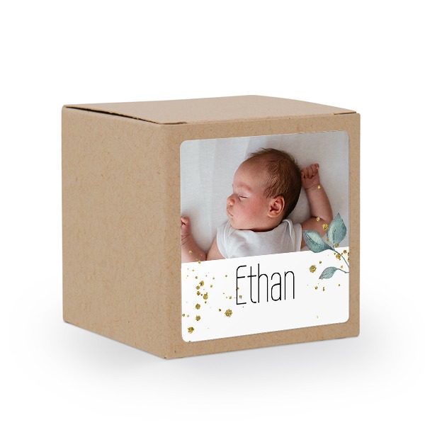 Boîte en papier naturel, sticker carré (lot de 24)