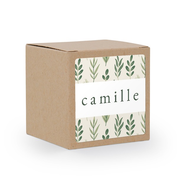 Boîte en papier naturel, sticker carré (lot de 24)